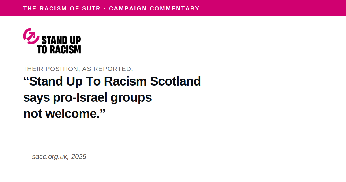SUTR Scotland: pro-Israel groups not welcome